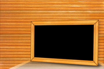 empty blackboard on wooden wall