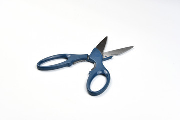 Scissors on a white background. Flat lay