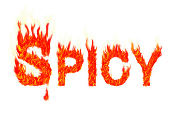  Spicy fire text on white background
