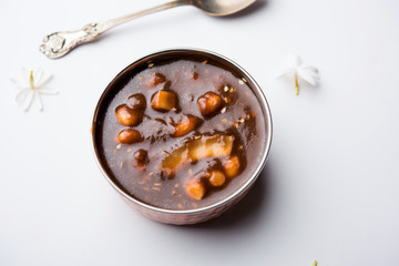 ambrosia or Panchamrit or Panchamrut or Panchamrutham or Panchamrutha is a sweet and sour food offered in prayers or puja to hindu Deity or gods