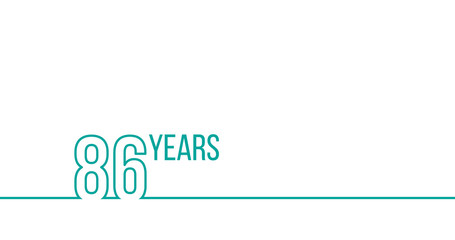 86 years anniversary or birthday. Linear outline graphics. Can be used for printing materials, brouchures, covers, reports. Stock Vector illustration isolated on white background