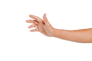  Man hand isolated on white background