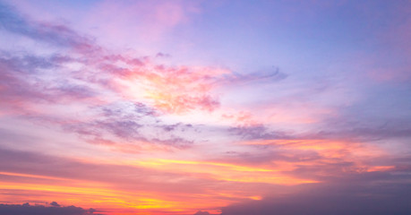World environment day concept: Dramatic autumn sunset with twilight color sky and clouds background