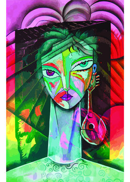 Retrato con mandolina