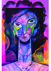 Retrato de mujer con pájaros 
