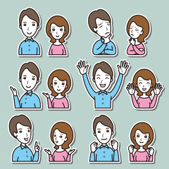 カップルの表情のイラスト