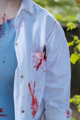 Bloodied clothes of a woman