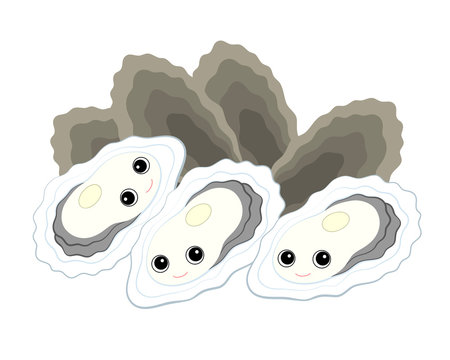 cute oysters cartoon style on white background clip art preview
