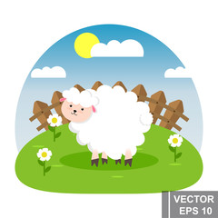 Little, cute white sheep. Vector set. Good night. for your design.