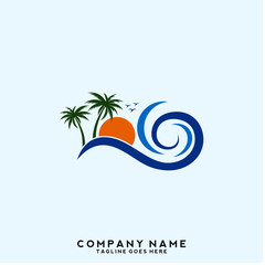 Obraz premium Water wave Logo Template