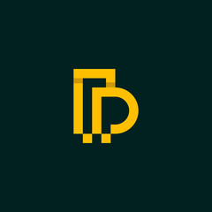 Letter P Pixel Media Digital icon Logo Design Template Element Vector Illustration