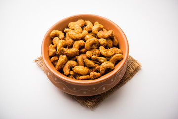 Kaju Pakoda/pakora OR Cashew Nut Fritters or bhajji, is a tasty snack from India, served as Chakna
