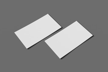 Two Mockup blank business or name card on a gray background. 3D rendering