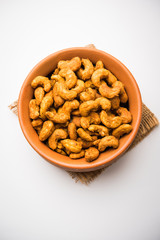 Kaju Pakoda/pakora OR Cashew Nut Fritters or bhajji, is a tasty snack from India, served as Chakna