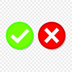 Check box list icons true and false set, green and red isolated on transparent background.