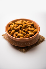 Kaju Pakoda/pakora OR Cashew Nut Fritters or bhajji, is a tasty snack from India, served as Chakna
