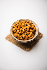 Kaju Pakoda/pakora OR Cashew Nut Fritters or bhajji, is a tasty snack from India, served as Chakna