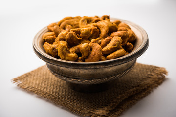 Kaju Pakoda/pakora OR Cashew Nut Fritters or bhajji, is a tasty snack from India, served as Chakna