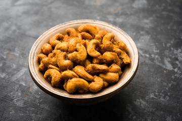 Kaju Pakoda/pakora OR Cashew Nut Fritters or bhajji, is a tasty snack from India, served as Chakna