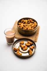 Kaju Pakoda/pakora OR Cashew Nut Fritters or bhajji, is a tasty snack from India, served as Chakna