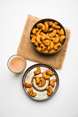 Kaju Pakoda/pakora OR Cashew Nut Fritters or bhajji, is a tasty snack from India, served as Chakna