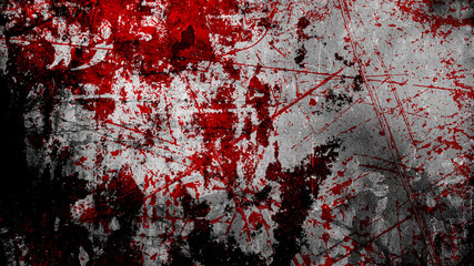 grunge halloween background with blood splash space on wall - obrazy, fototapety, plakaty