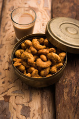 Kaju Pakoda/pakora OR Cashew Nut Fritters or bhajji, is a tasty snack from India, served as Chakna