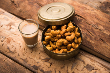 Kaju Pakoda/pakora OR Cashew Nut Fritters or bhajji, is a tasty snack from India, served as Chakna
