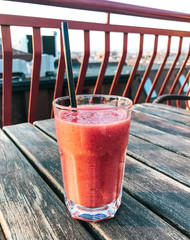 Fresh Smoothie With Raspberry And Banana