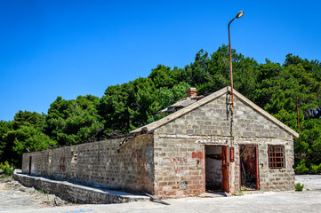 Abandoned building on Goli otok, political prison in ex Yugoslavia