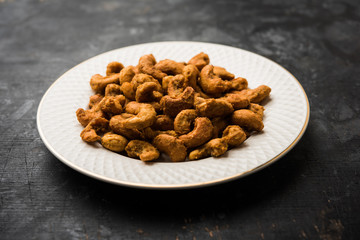 Kaju Pakoda/pakora OR Cashew Nut Fritters or bhajji, is a tasty snack from India, served as Chakna