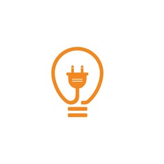 Electrical plug with bulb logo vector icon illustration