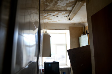 Burned interiors of industrial or residential building. Fire consequences concept.