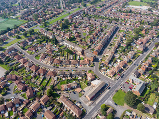 Aerial photo of the British town of Middleton in Leeds West Yorkshire showing typical suburban...