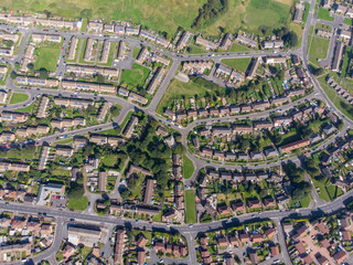Aerial photo of the British town of Middleton in Leeds West Yorkshire showing typical suburban...