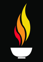  cup with multicolored smoke black background.The noodles in a white cup are smoke orange yellow.Art work White cups And the smoke is colored in a black background