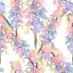 Seamless pattern with forest orchid.