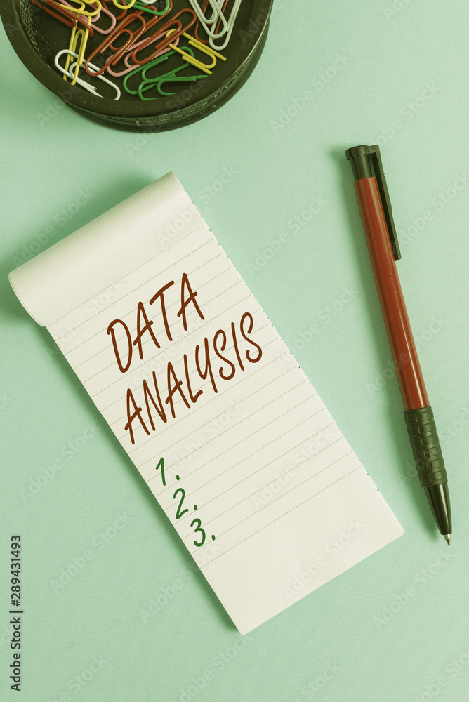 Poster writing note showing data analysis. business concept for translate numbers to analytical conclusion 