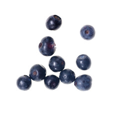 Ripe blueberries on a white background