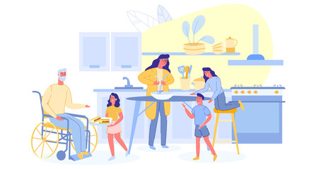 , Characters Visiting Grandfather, Mom Cook Dinner