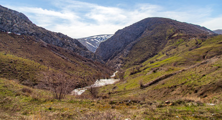 Rocks in the mountains against the blue sky