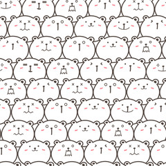 Cute bear seamless pattern background. Vector illustration.