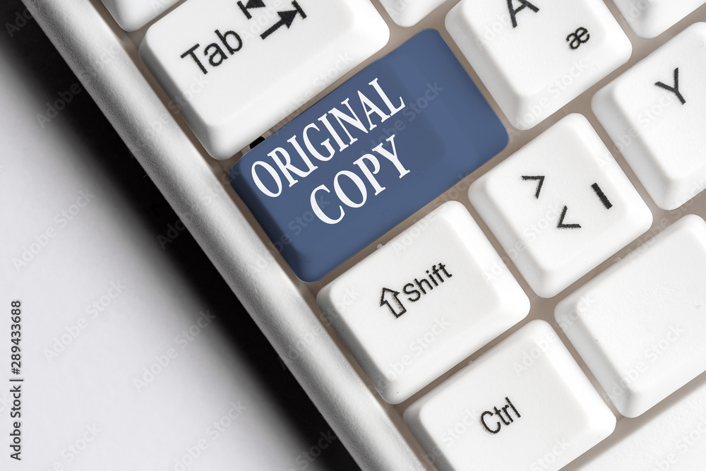 Fototapete text sign showing original copy. business photo text main script unprinted branded patented master l