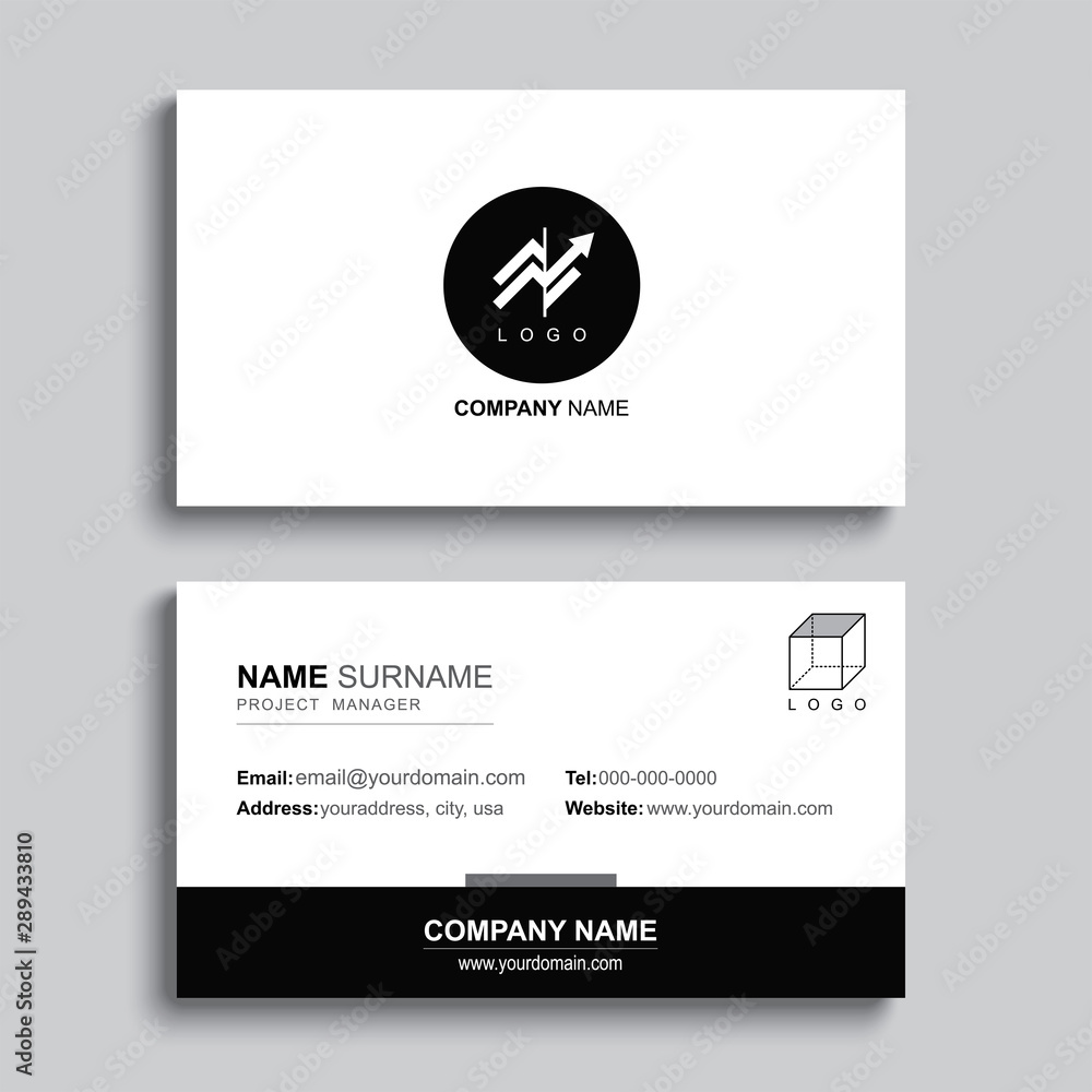 Wall mural minimal business card print template design. black color and simple clean layout.