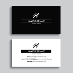 Minimal business card print template design. Black color and simple clean layout.