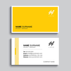 Minimal business card print template design. Yellow pastel color and simple clean layout.