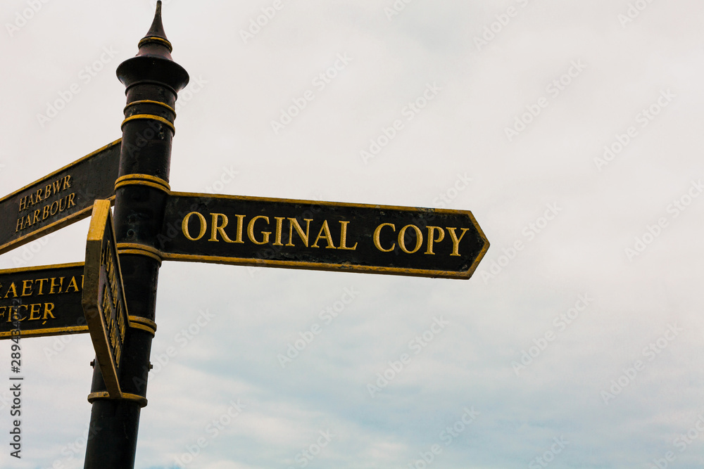 Poster text sign showing original copy. business photo text main script unprinted branded patented master l