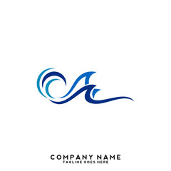 Fototapeta na wymiar Water wave Logo Template