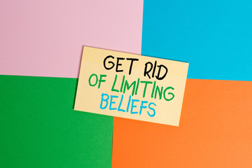 Text sign showing Get Rid Of Limiting Beliefs. Business photo text remove negative beliefs and...