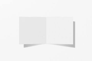 Mockup square booklet, brochure, invitation isolated on a white background with hard cover and realistic shadow. 3D rendering.